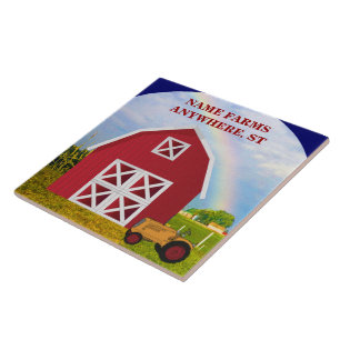 Personalized Red Barn Farm Country Decor Tile
