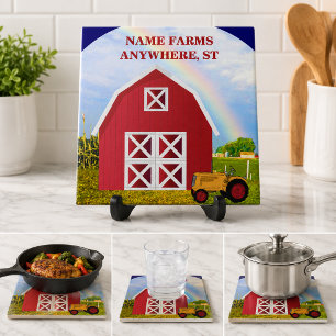 Personalized Red Barn Farm Country Decor Tile