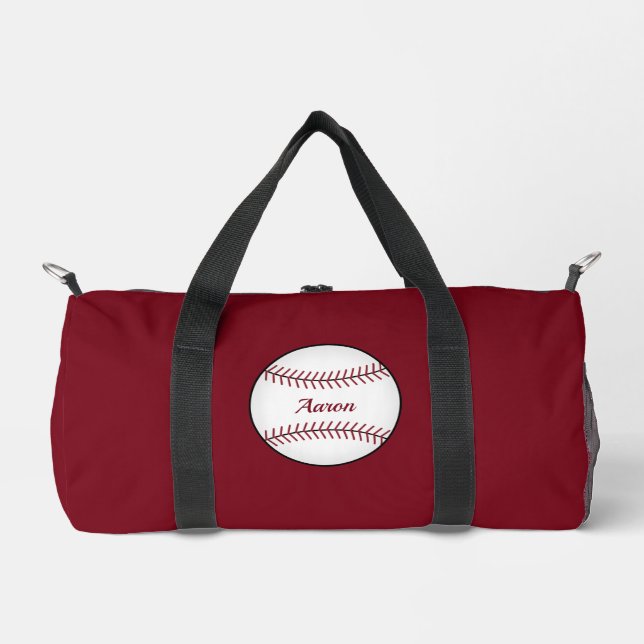  Personalized Red Baseball Duffel Bag Gift (Front)