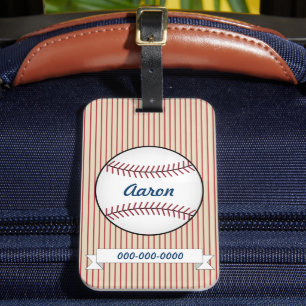 Personalized Red Baseball Luggage Tag