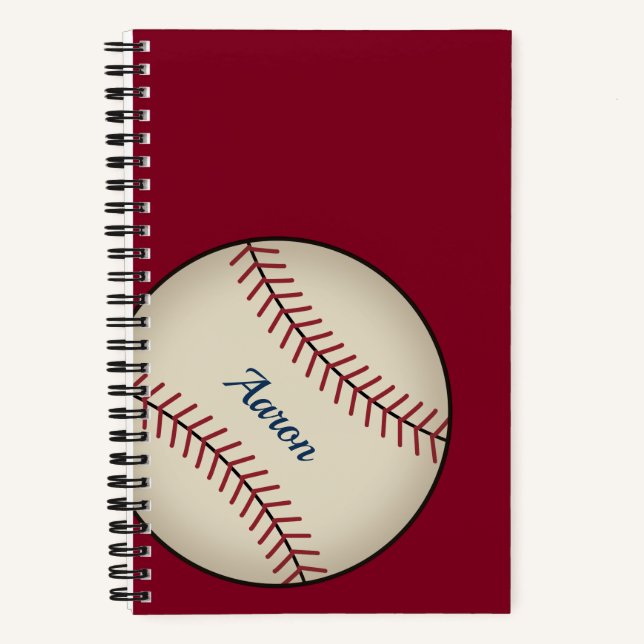 Personalized Red Baseball Notebook Gift (Front)
