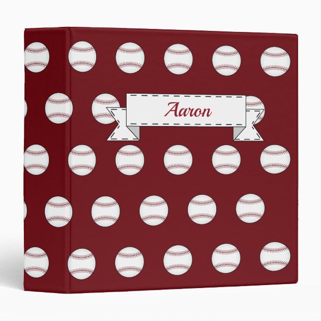Personalized Red Baseball Organizer Binder Gift (Front/Spine)