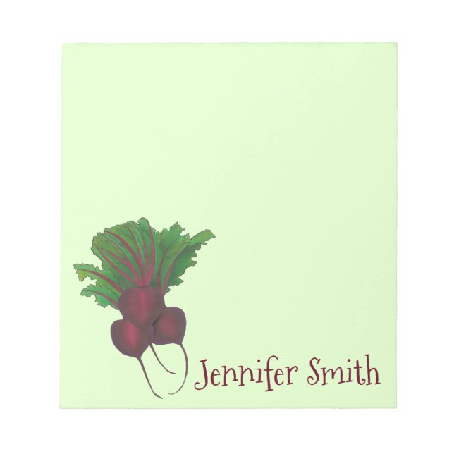 Personalized Red Beet Bunch Vegetable Garden Food Notepad (Front)