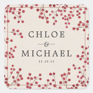 Personalized Red Berry Wedding Sticker