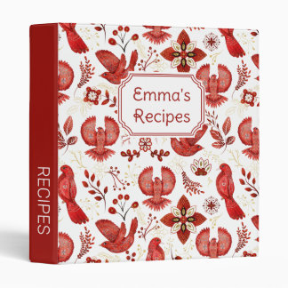 Personalized Red Birds Recipe Binder