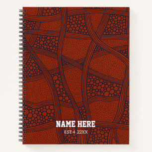 Personalized Red &Black Abstract Spiral Notebook