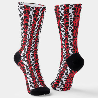 Personalized Red Black and White Skull pattern Socks