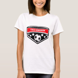 Personalized Red, Black and White Soccer coach T-Shirt