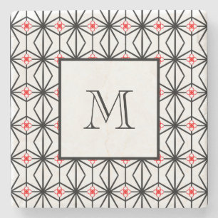 Personalized Red, Black, and White Stone Coaster