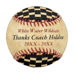 Personalized Red Black Baseball Coach Thank You