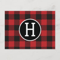 Personalized Red & Black Buffalo Plaid Monogram