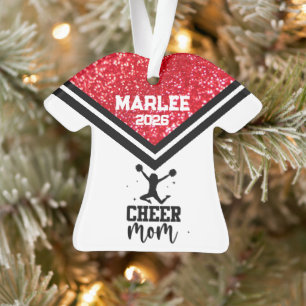 Personalized Red & Black Cheer Mom Ornament
