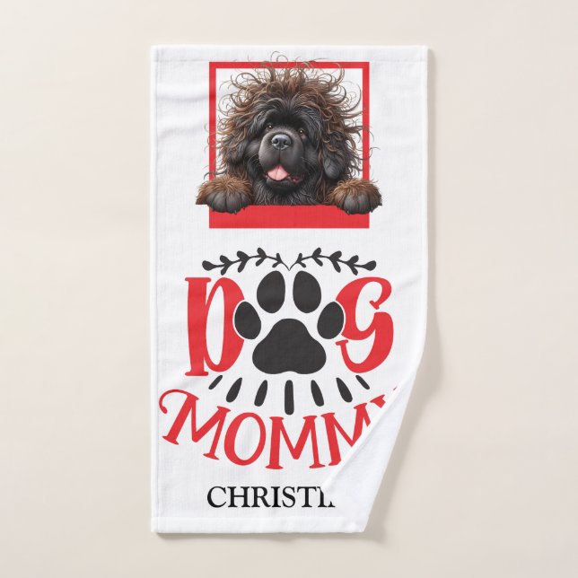 Personalized Red & Black DOG MOMMY Hand Towel (Hand Towel)