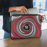 Personalized Red Black Gradient Spiral Fractal Laptop Sleeve<br><div class="desc">This laptop sleeve features beautiful spiral fractal art in red,  black,  grey and white gradient. Personalize it with fancy decorative monogram in off white (light grey) font.</div>