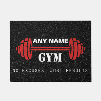 Personalized Red & Black home gym door mat