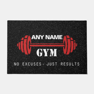 Personalized Red & Black home gym door mat