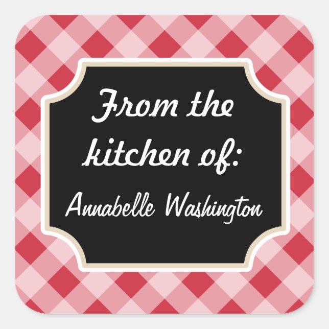 Personalized Red Black Kitchen Stickers (Front)