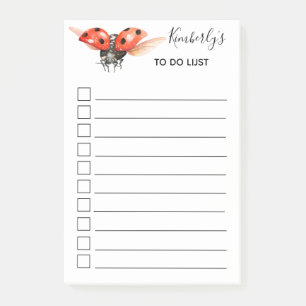 Personalized Red Black Ladybug To-Do List Post-it Notes