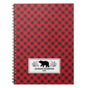 Personalized Red black Lumberjack Buffalo Plaid Notebook
