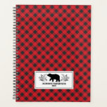 Personalized Red Black Lumberjack Buffalo Plaid Planner<br><div class="desc">This planner is decorated with a bear among foliage and a buffalo plaid pattern in the background. Fun for your back to school. Personalize it with your name and date. Designed for you by Blackberry Boulevard.</div>