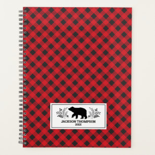 Personalized Red Black Lumberjack Buffalo Plaid Planner