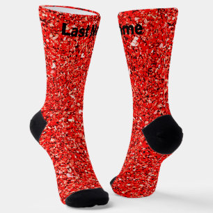 Personalized Red Black White Glitter Socks