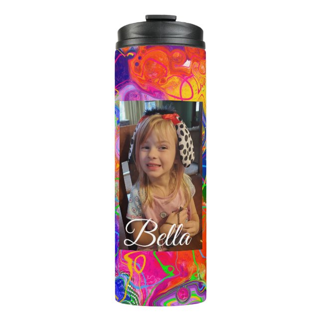 Personalized, Red, Blue Colourful Thermal Tumbler (Front)