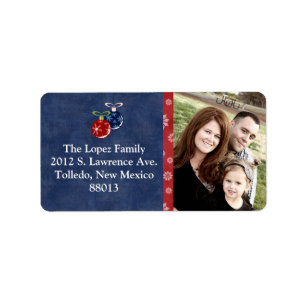 Personalized Red/Blue Hanging Orname Mailing Label