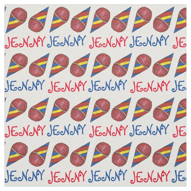 Personalized Red Blue Snocone Snow Cone Fabric (Swatch)
