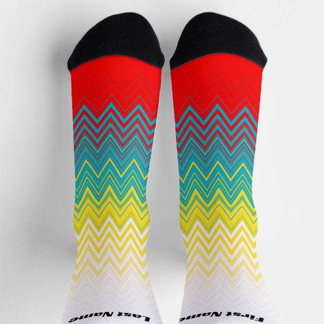 Personalized Red Blue Yellow Chic Unique Pattern Socks (Top)
