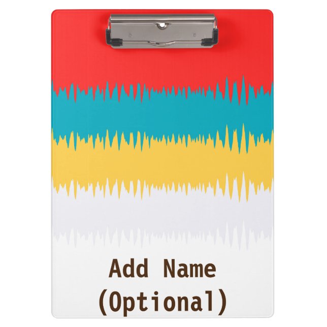 Personalized Red Blue Yellow White Grey CUTE Clipboard (Front)