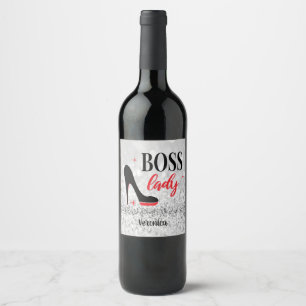 Personalized Red Bottom Stiletto Heel Boss Lady Wine Label