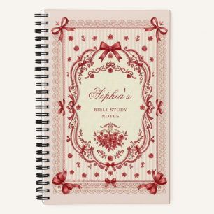 Personalized Red Bow Bible Study Notebook