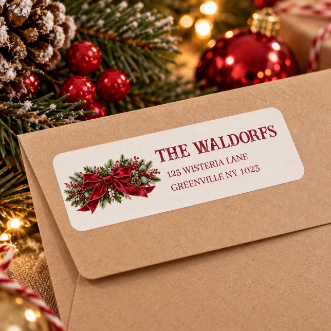 Personalized Red Bow Christmas Label (Creator Uploaded)