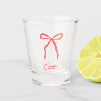 Personalized Red Bow Christmas Party Favour Shot Glass