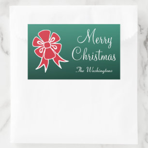 Personalized Red Bow Merry Christmas Stickers
