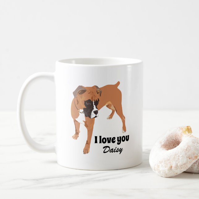 Personalized Red Boxer Dog Coffee Mug (With Donut)