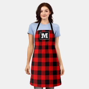 Personalized red buffalo Christmas Apron