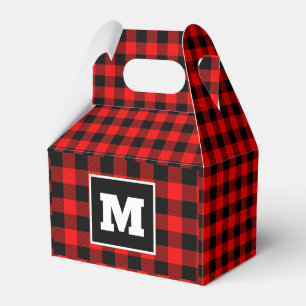 Personalized red buffalo plaid Christmas Favour Bo Favor Box