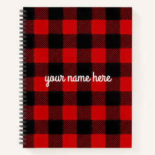 Personalized Red Buffalo Plaid Notebook