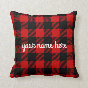 Personalized Red Buffalo Plaid Pillow