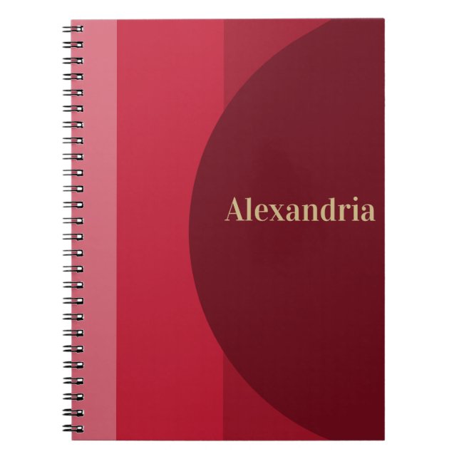 Personalized Red burgundy Stripe Notebook (Front)