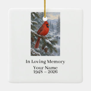 Personalized Red Cardinal Memorial Keepsake Ceramic Ornament