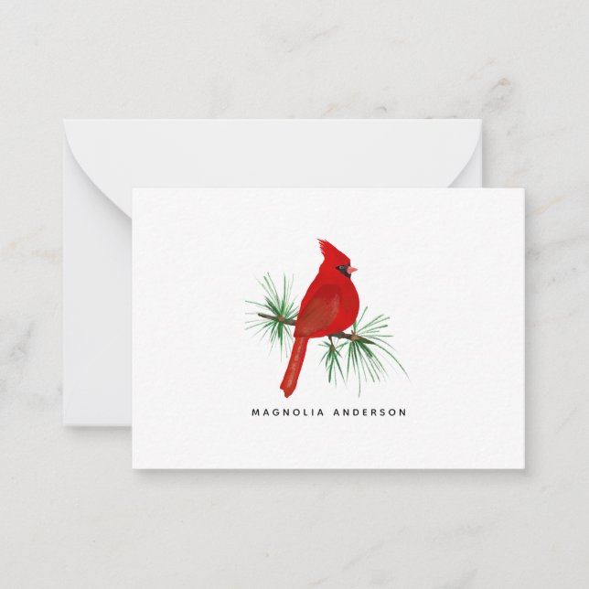 Personalized Red Cardinal Note Card (Front)