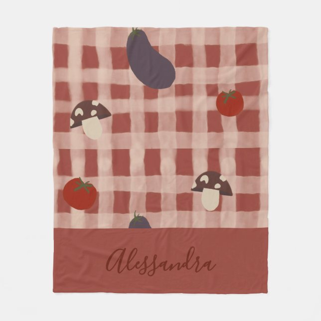 Personalized Red Chequered Vegetable Blanket Gift (Front)