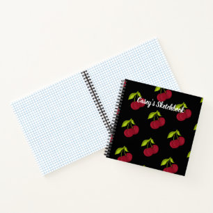 Personalized Red Cherry Sketchbook Journal