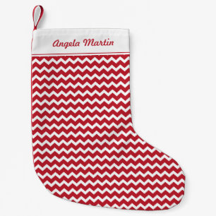 Personalized Red Chevron Christmas Small Christmas Stocking