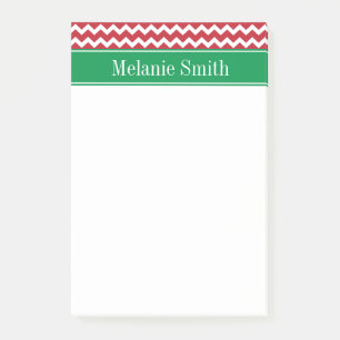 Personalized Red Chevron Holiday Christmas Post-it Notes