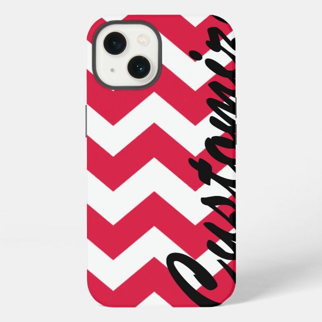 Personalized Red Chevron Pattern iPhone Case (Back)