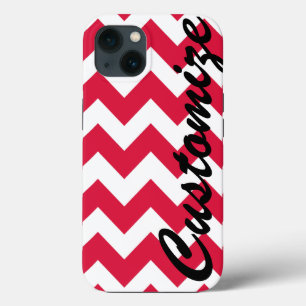 Personalized Red Chevron Pattern iPhone 13 Case